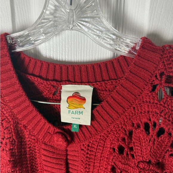 Farm Rio Red Crochet Flower Knit Cardigan XL - Picture 7 of 7